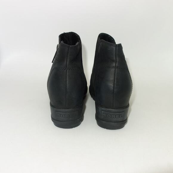 NEW Sorel Evie Zip Leather Boots Booties BLACK Women's 12 - Picture 6 of 8